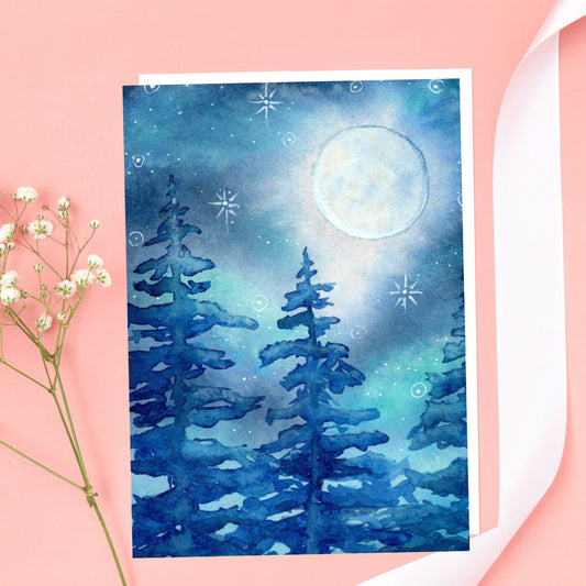 Winter Moon Greeting Card