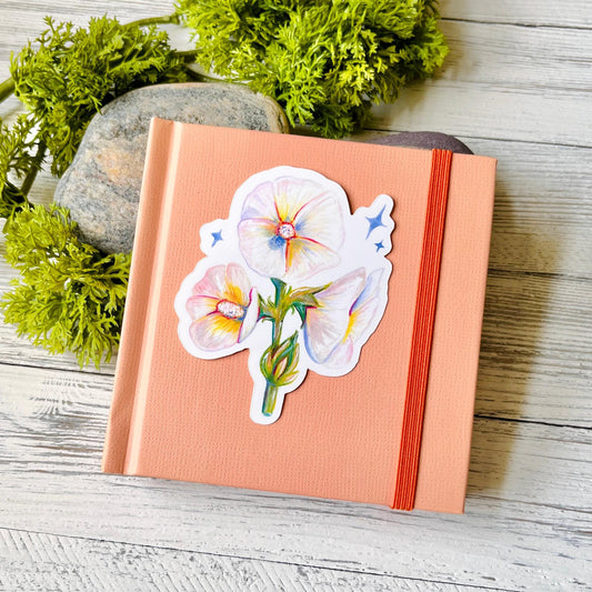 White Hollyhock Flower Sticker
