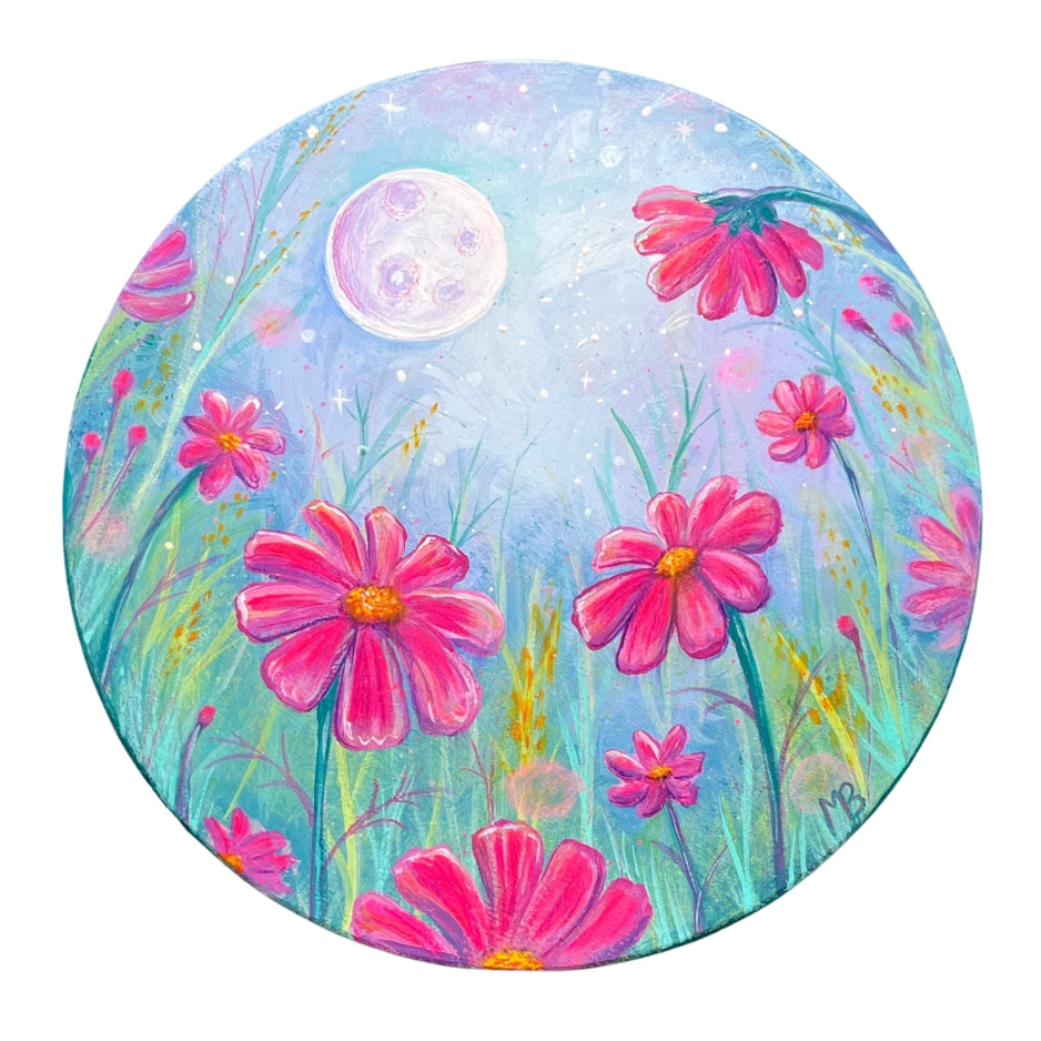 Dreamy Cosmos - 8 Inch Round Original Painting