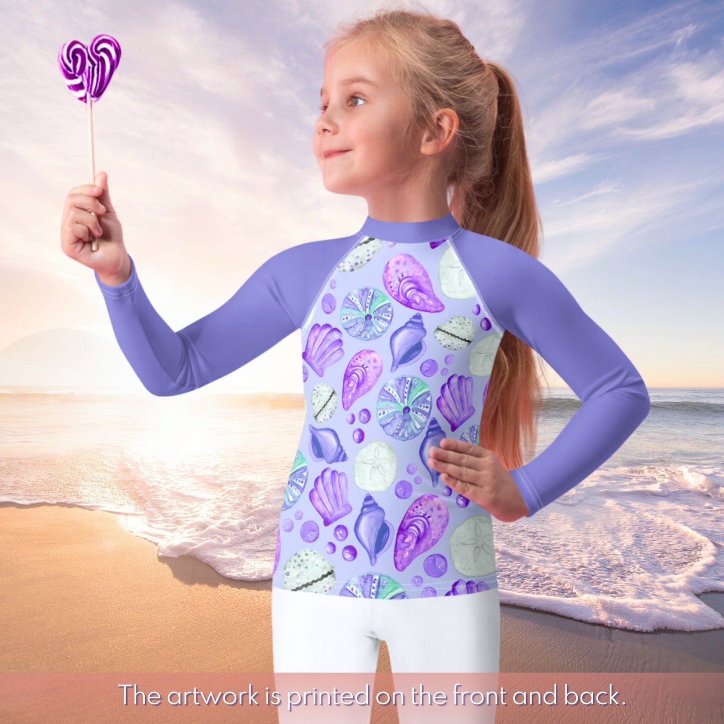 Cute Seashell Rash Guard - UPF 50+ Sun Shirt