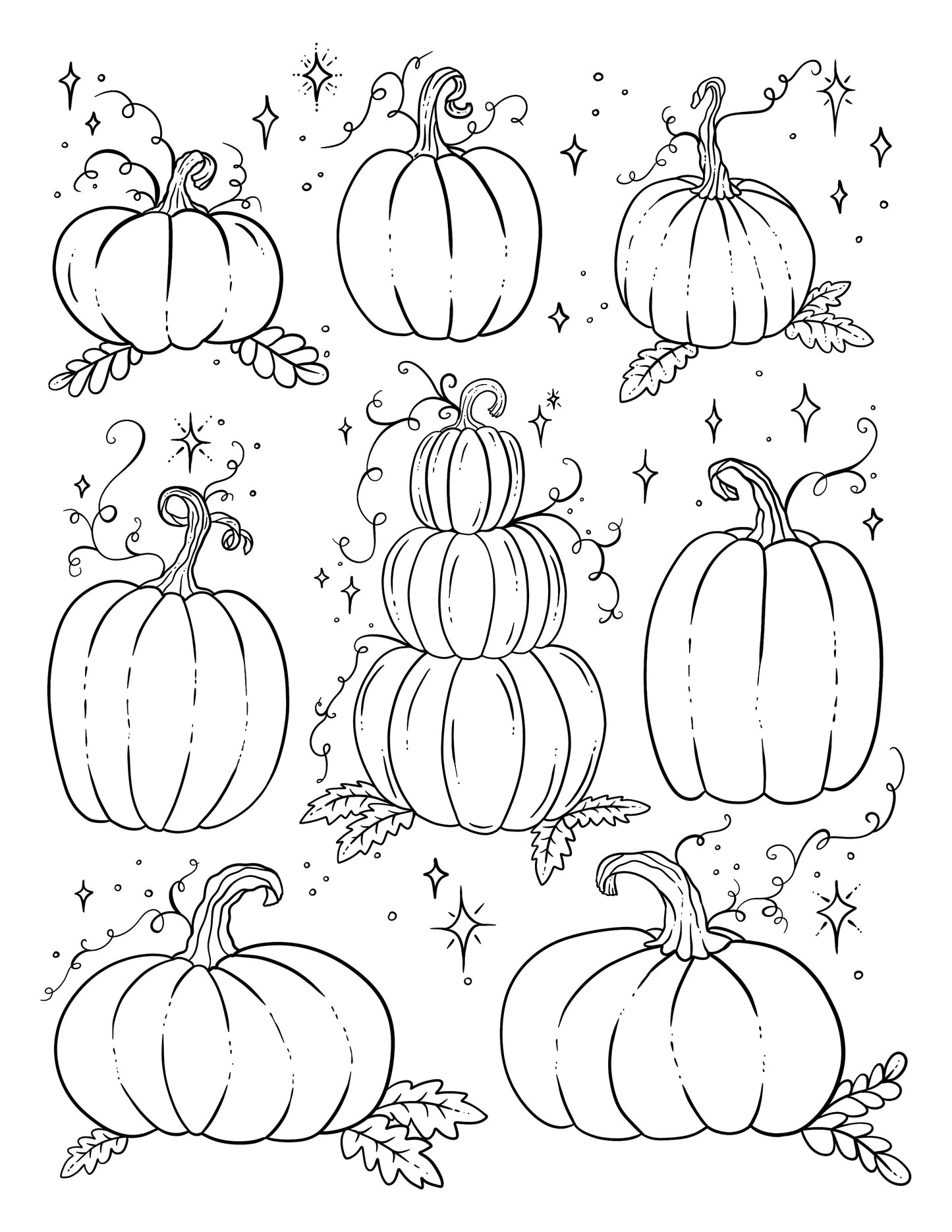 Pretty Pumpkins Coloring Page