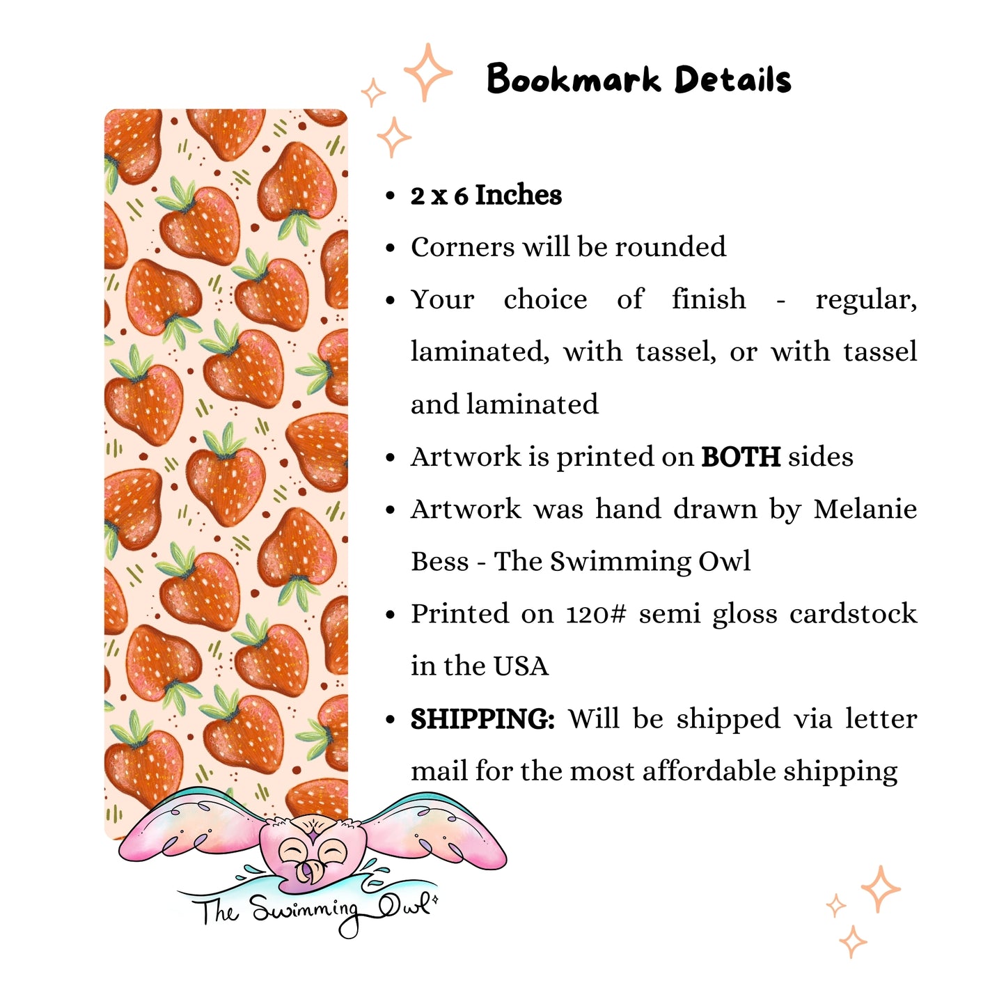 π Sweet Strawberries Bookmark π