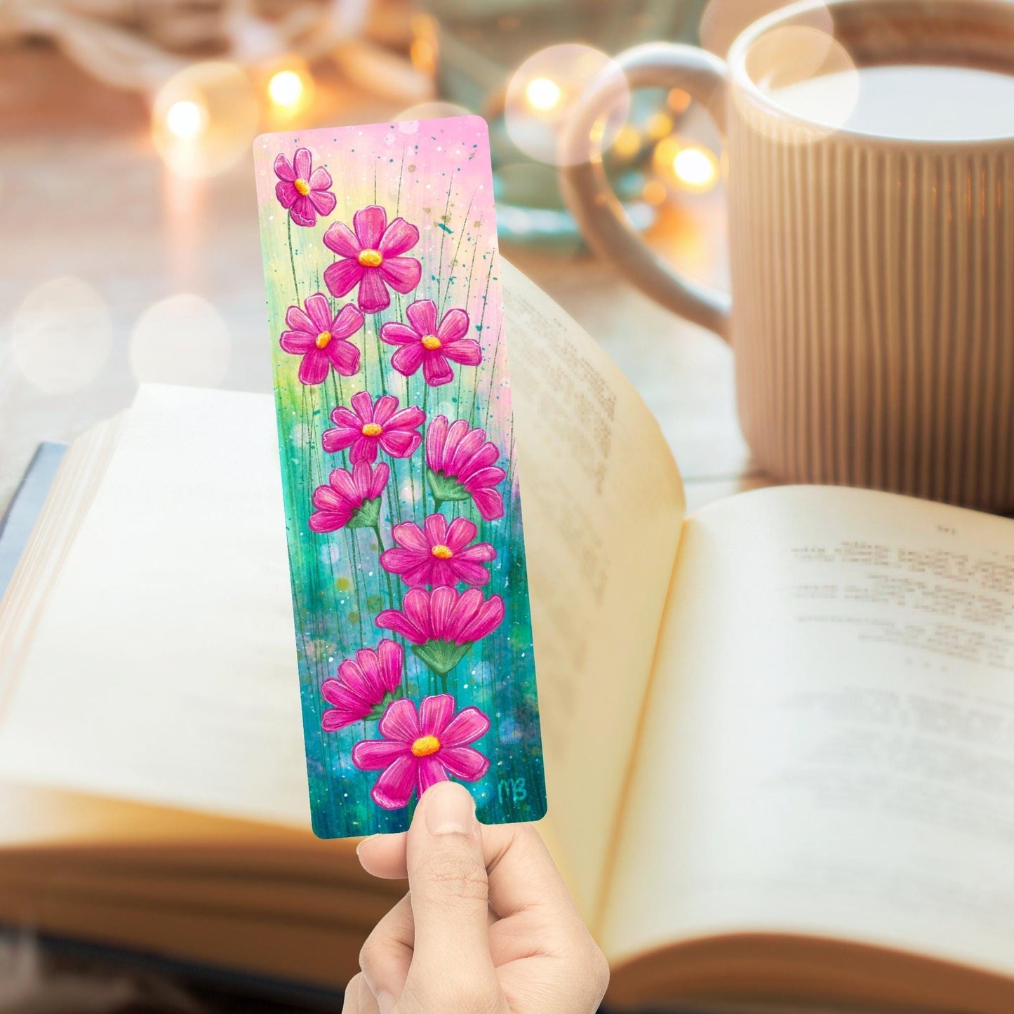 Watercolor Cosmos Bookmark
