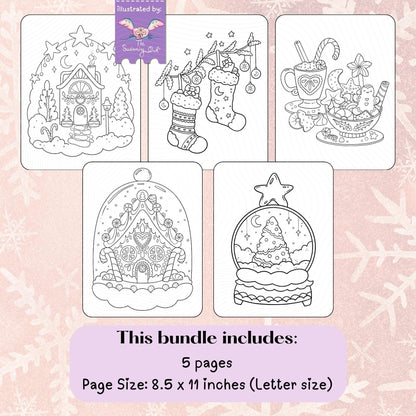 Mini Christmas Coloring Book • 5 Cute Holiday Pages DOWNLOAD
