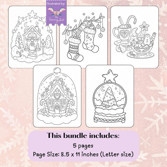 Mini Christmas Coloring Book • 5 Cute Holiday Pages DOWNLOAD