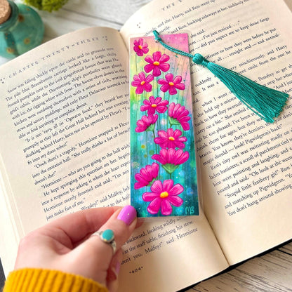 Watercolor Cosmos Bookmark