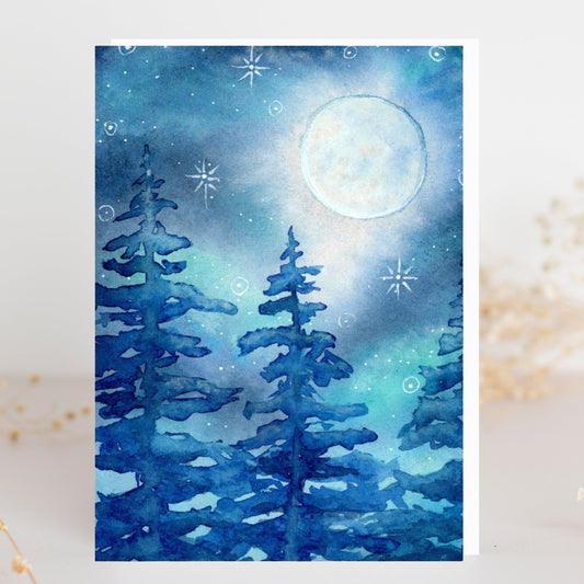 Winter Moon Greeting Card