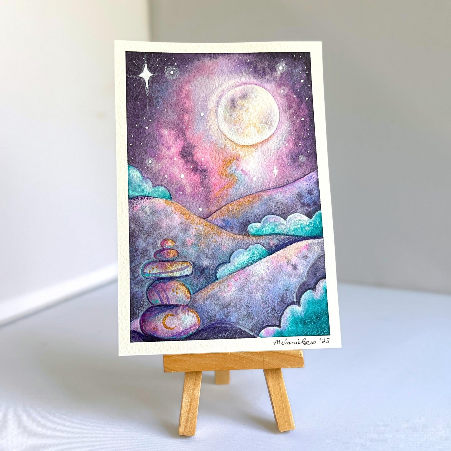 ✨ Original Celestial Cairn Painting - 4.5 x 6.5 inches 🌙