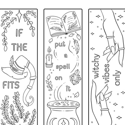 Cute Witchy Bookmarks Coloring Page
