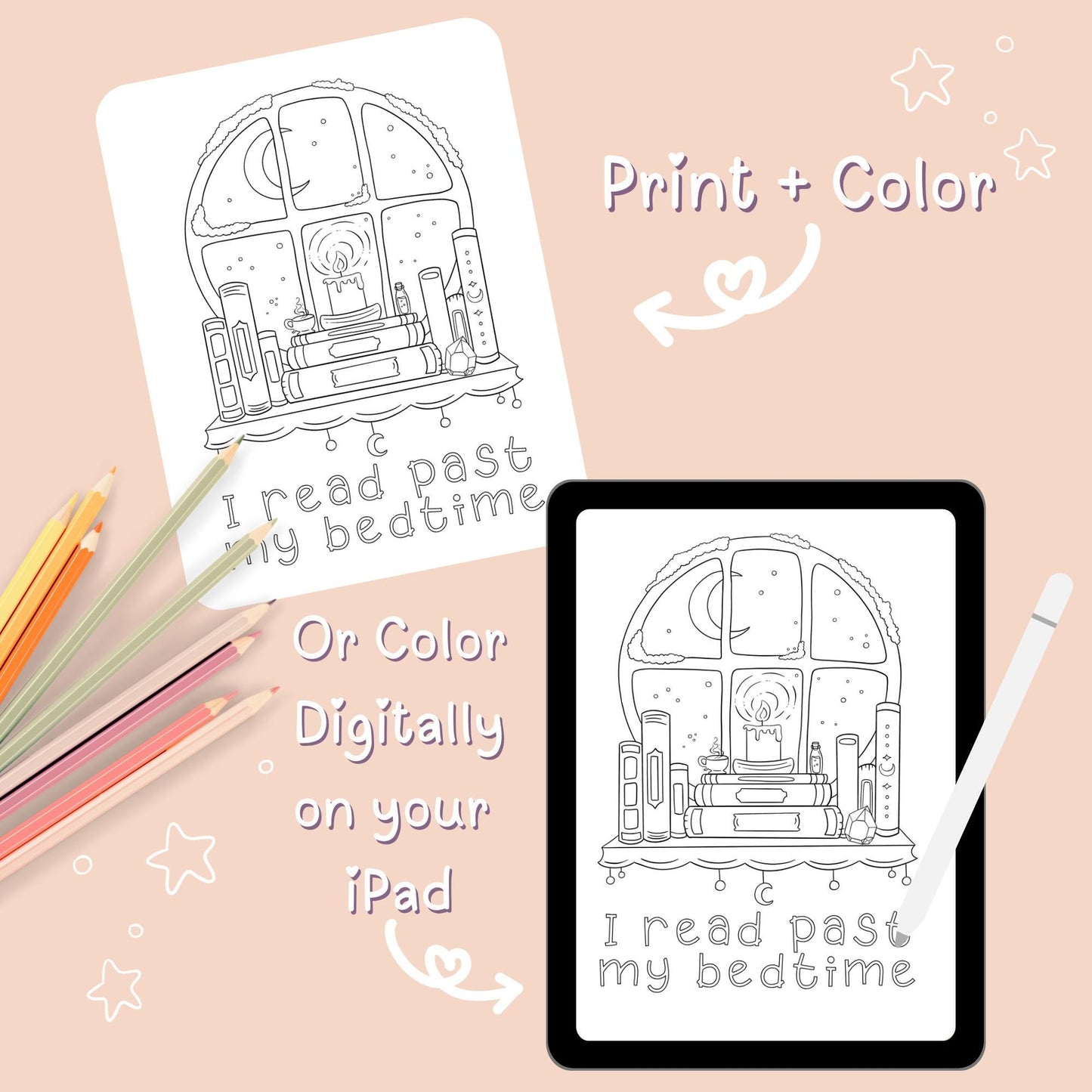 📚 I Read Past My Bedtime Coloring Page Download
