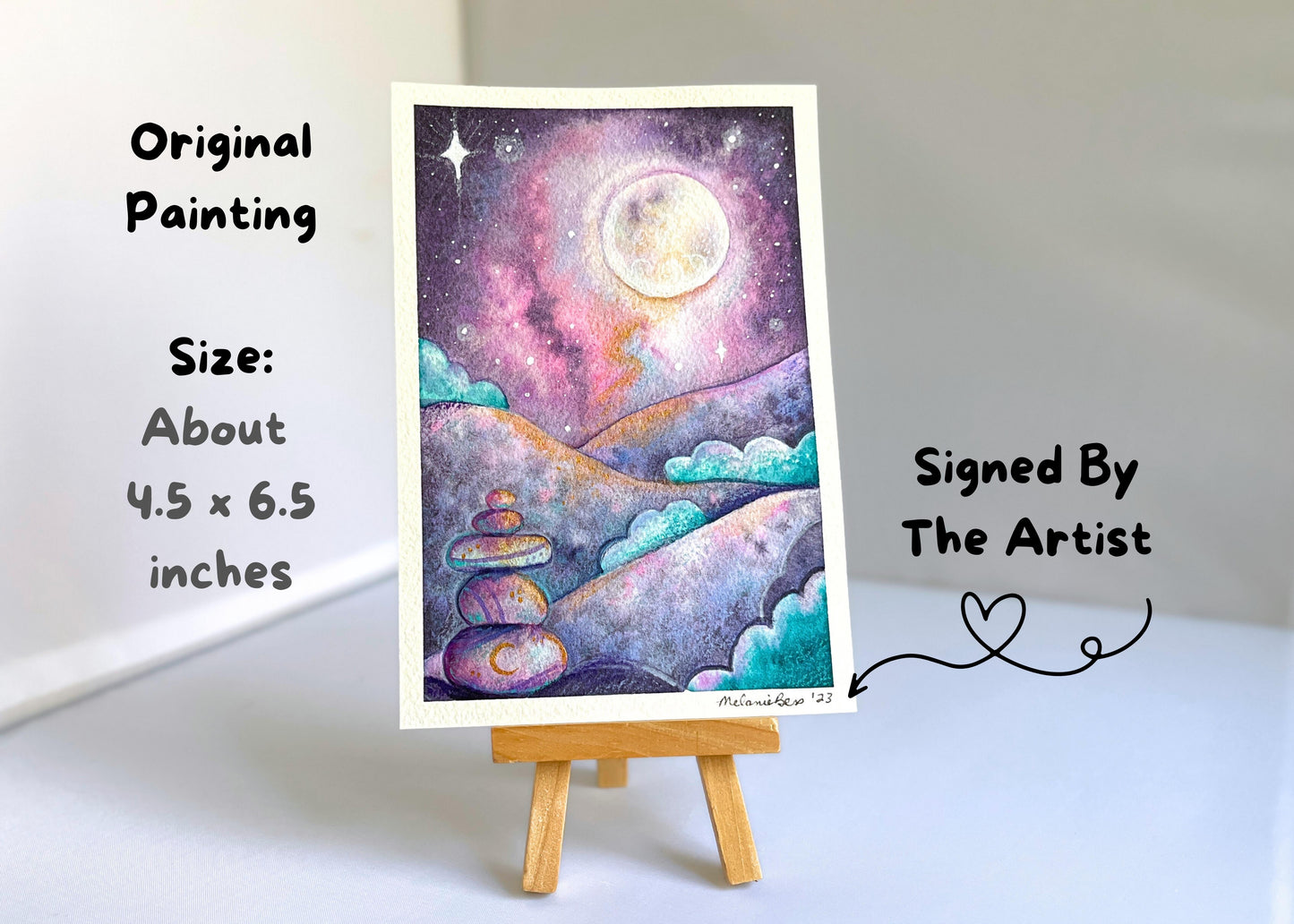 ✨ Original Celestial Cairn Painting - 4.5 x 6.5 inches 🌙