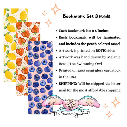 Cute Fruity Bookmark Set of 3