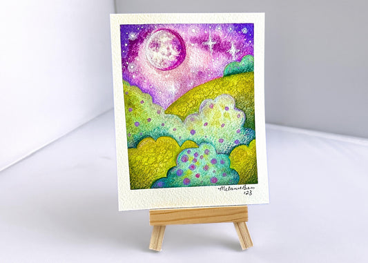 Original Watercolor Fantasy Landscape Painting - 4.5" x 5.75"