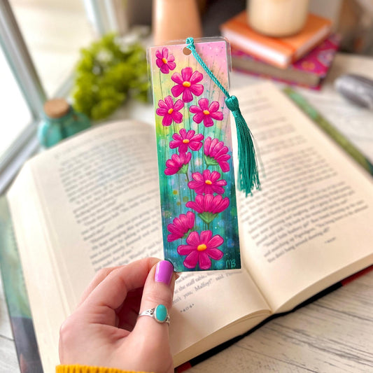 Watercolor Cosmos Bookmark