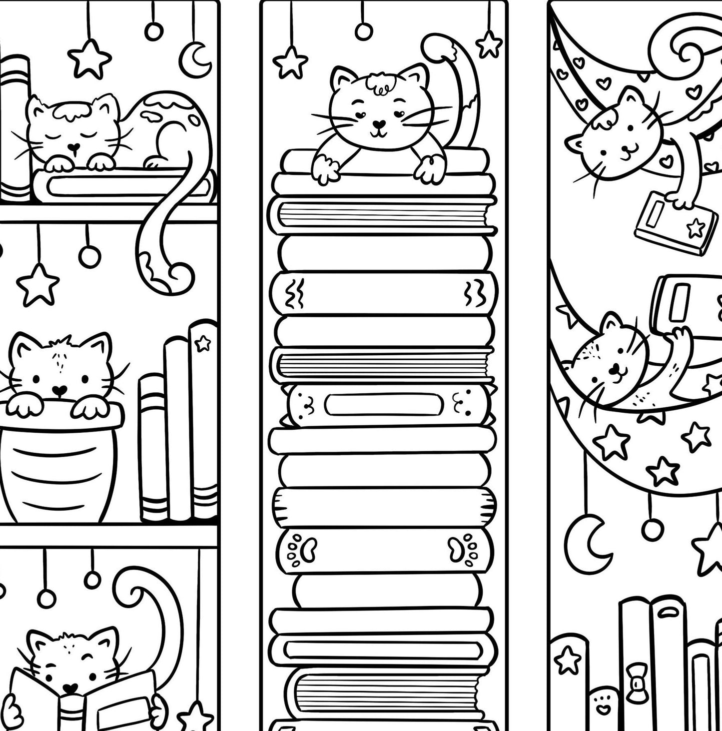 🐈Cute Cats Bookmarks Coloring Page Download