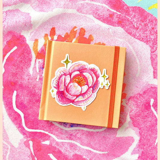 Pink Peony Flower Sticker