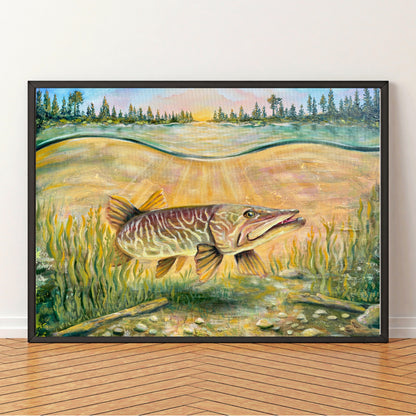 First Light Hunter - Tiger Musky Fine Art Print