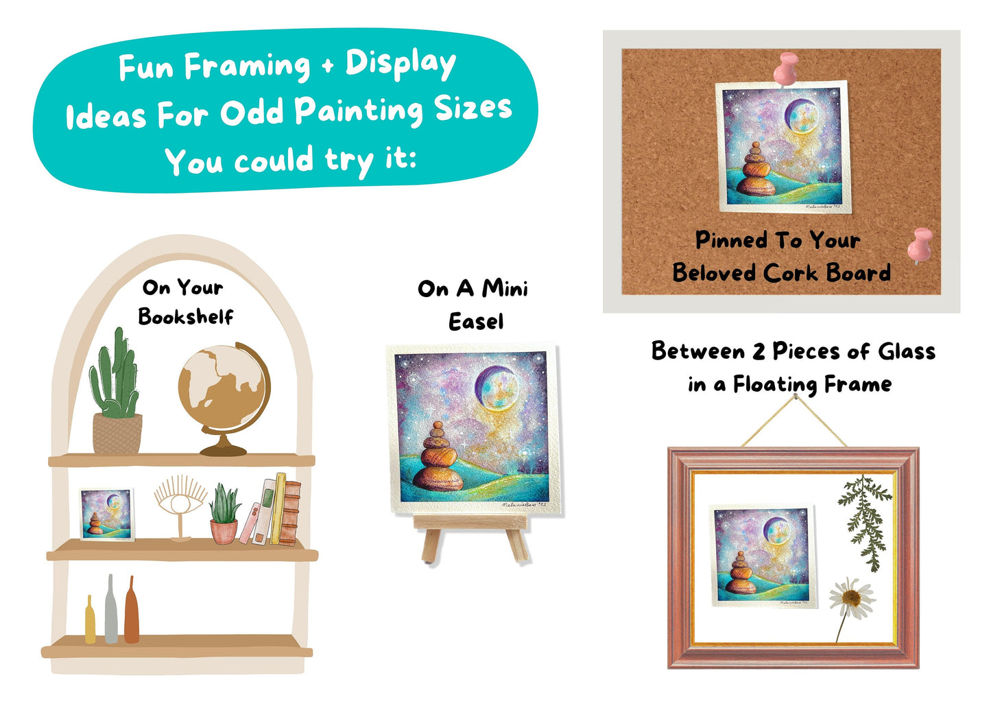 Original Dreamy Cloudsurfing Painting - 4.5 x 6.5 inches