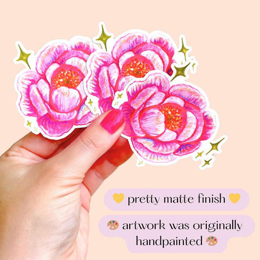 Pink Peony Flower Sticker