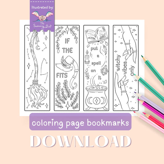 Cute Witchy Bookmarks Coloring Page