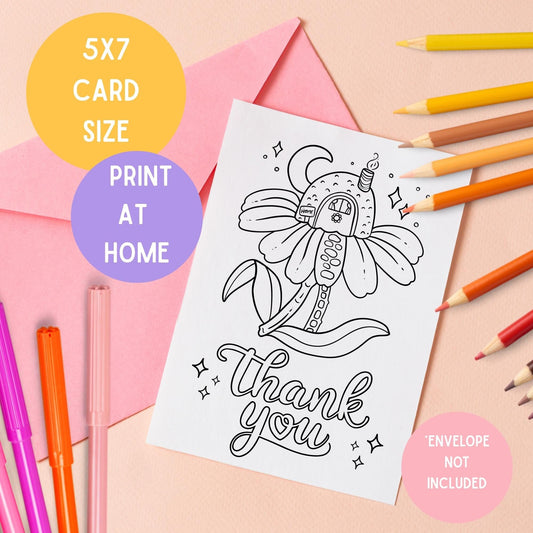 Thank You Card To Color - 5x7 DOWNLOAD