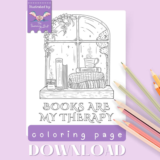 Books Are My Therapy Coloring Page Download