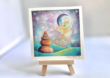 Original Watercolor Landscape Painting - 4.5 x 4.5 inches