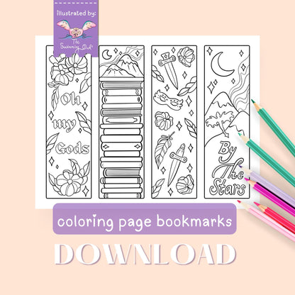 ⚔️Romantasy Bookmarks Coloring Page Download
