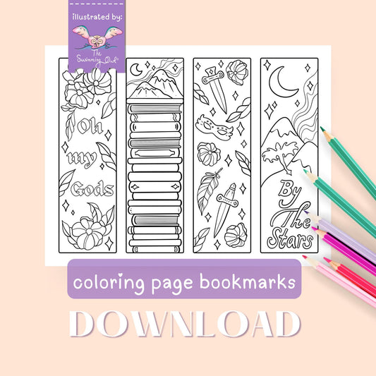 ⚔️Romantasy Bookmarks Coloring Page Download