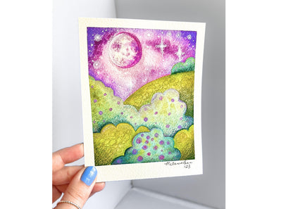 Original Watercolor Fantasy Landscape Painting - 4.5" x 5.75"