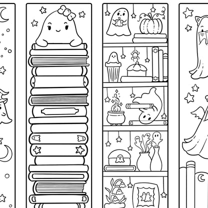 Cute Ghosts Bookmarks Coloring Page
