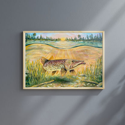 First Light Hunter - Tiger Musky Fine Art Print