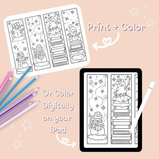 ☃️Cute Snowman Bookmarks Coloring Page Download