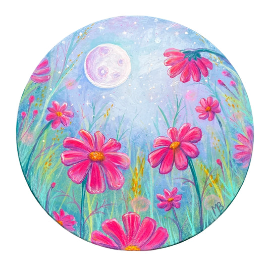 Dreamy Cosmos - 8 Inch Round Original Painting