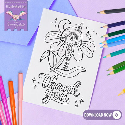 Thank You Card To Color - 5x7 DOWNLOAD