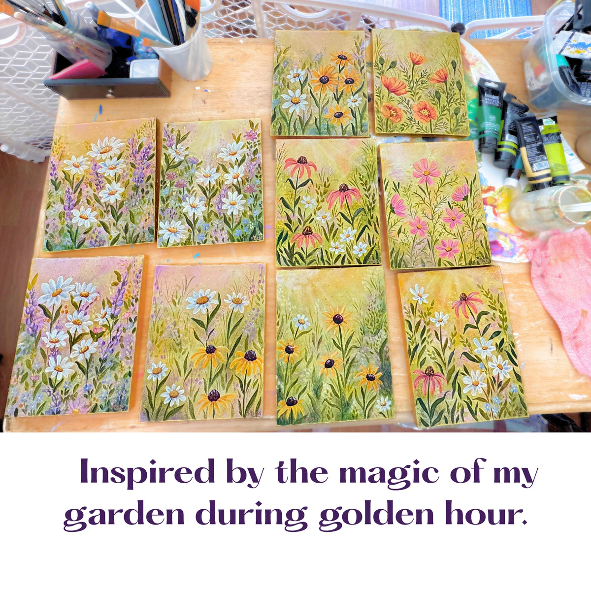 Glowing Gardens Series - 8x10 Inches Each - 10 Paintings