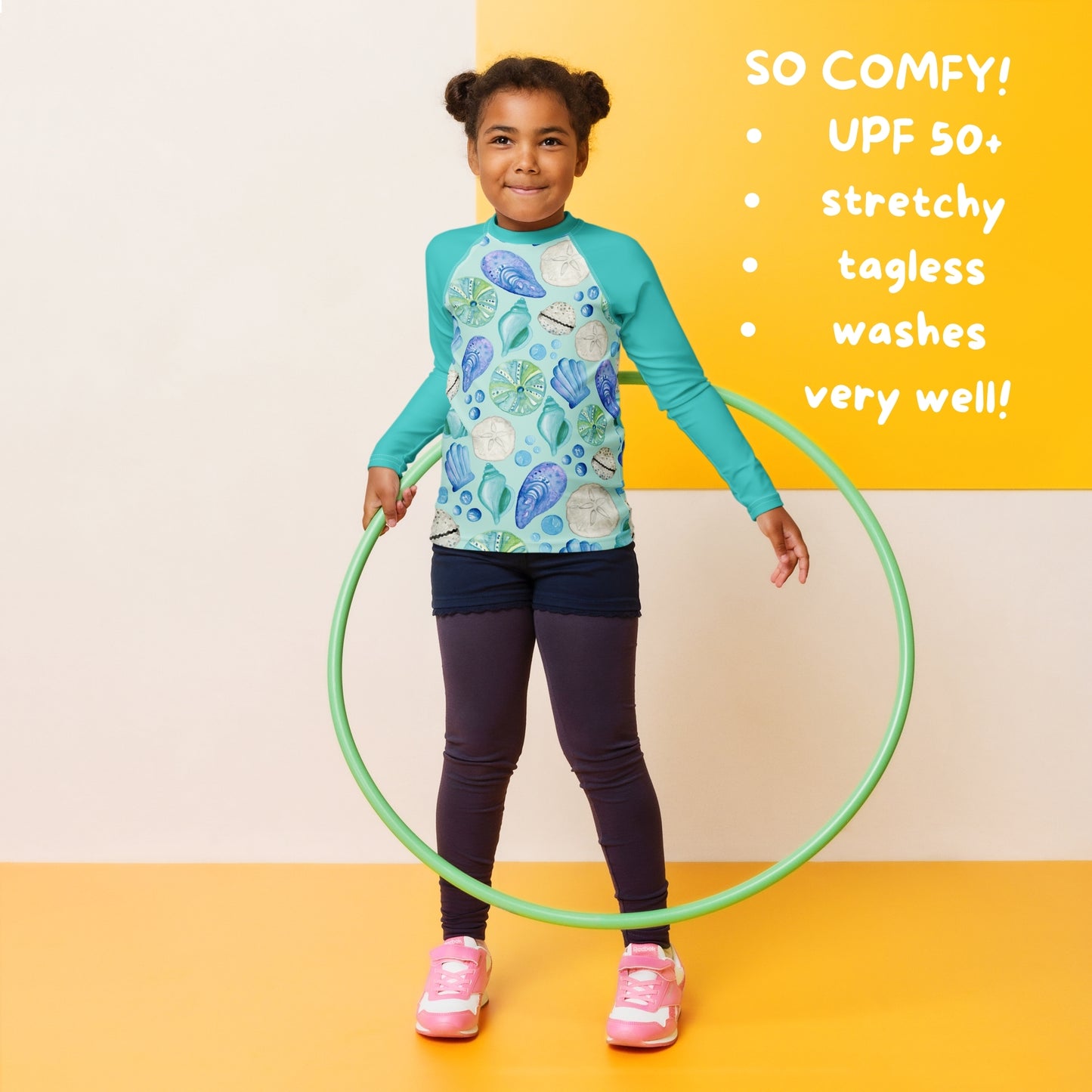 🐚 Cute Seashell Rash Guard - UPF 50+ Sun Shirt