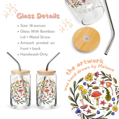🍄 Mushrooms + Wildflowers Can Glass