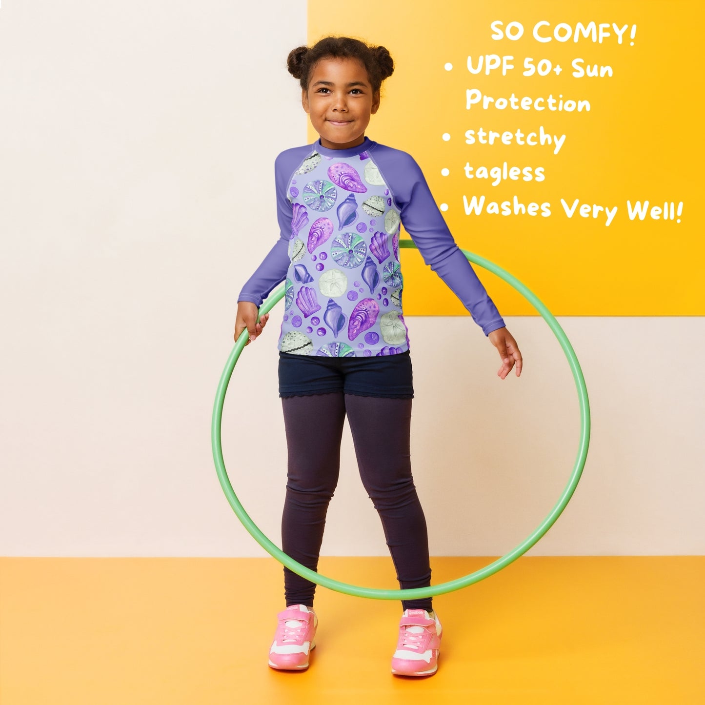 Cute Seashell Rash Guard - UPF 50+ Sun Shirt