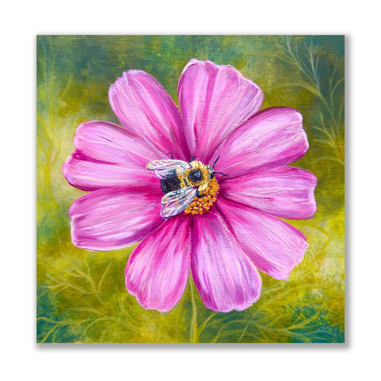 Cosmic Bee - 8x8 Inches on Wooden Canvas