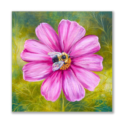 Cosmic Bee - 8x8 Inches on Wooden Canvas