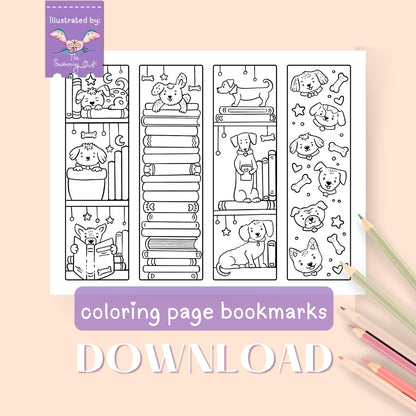 🐕 Cute Dogs Bookmarks Coloring Page Download