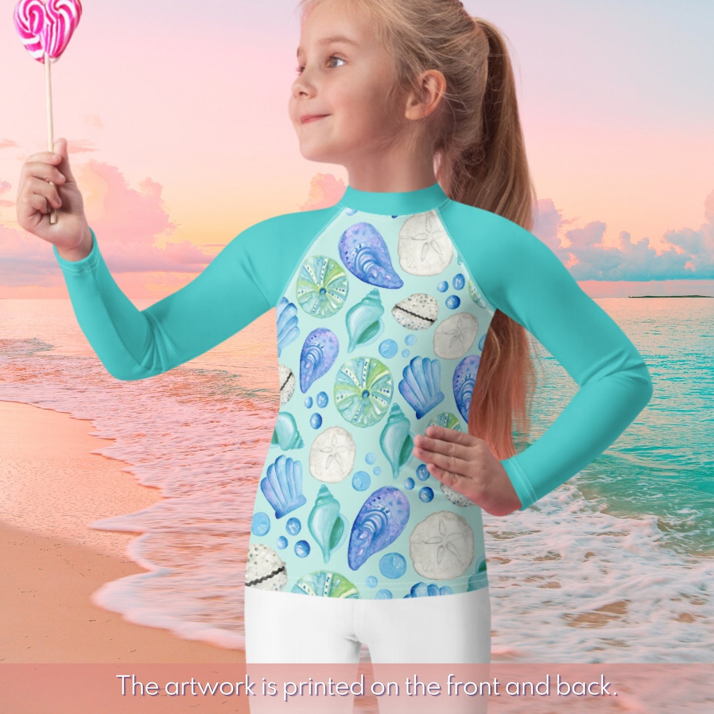 🐚 Cute Seashell Rash Guard - UPF 50+ Sun Shirt