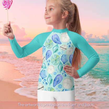 🐚 Cute Seashell Rash Guard - UPF 50+ Sun Shirt