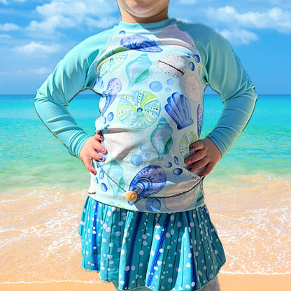 🐚 Cute Seashell Rash Guard - UPF 50+ Sun Shirt