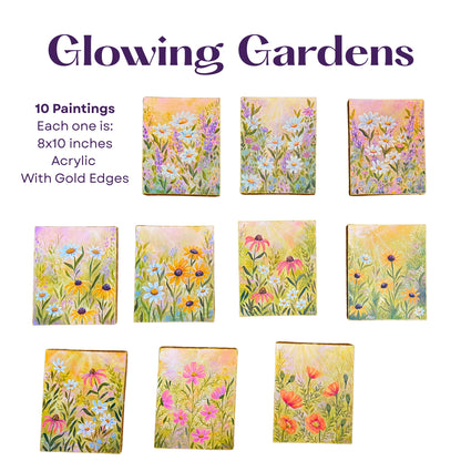 Glowing Gardens Series - 8x10 Inches Each - 10 Paintings