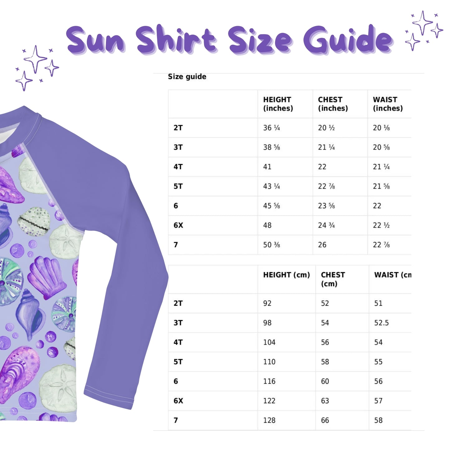 Cute Seashell Rash Guard - UPF 50+ Sun Shirt