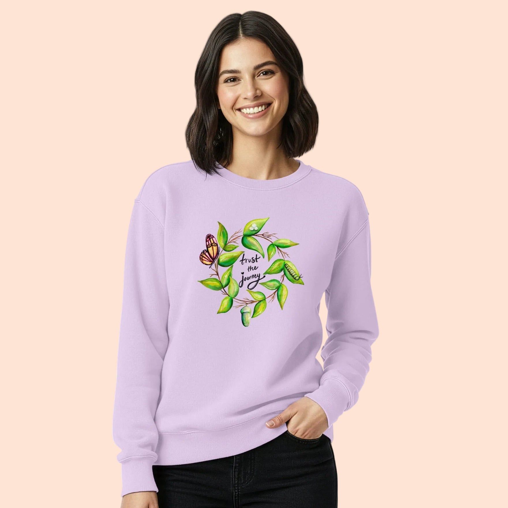 Trust The Journey ORchid Comfort Colors Sweatershit by The Swimming Owl