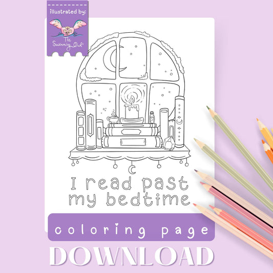 📚 I Read Past My Bedtime Coloring Page Download