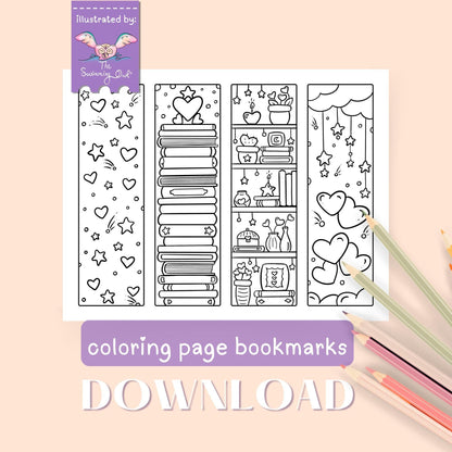 Cute Hearts Bookmarks Coloring Page Download